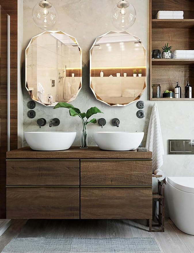 Bathroom Mirrors for Over Sink, Round Frameless Mirrors for Wall, 20x28 Inch Beveled Bathroom Mirror, Bathroom Vanity Circle Mirror for Bedroom Living Room Entryway Home Decor-Ruum Studio Home