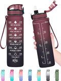 Enerbone Water Bottle, Leakproof BPA & Toxic Free, Motivational Water Bottle with Times to Drink and Straw, Fitness Sports Water Bottle with Strap for Office, Gym, Outdoor Sports-Ruum Studio Home