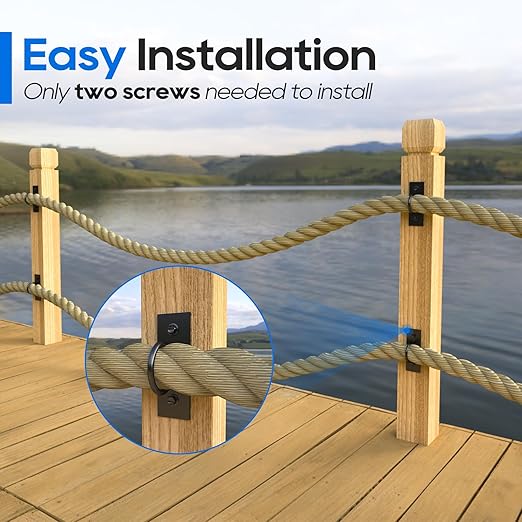 10Pack 2inch Rope Support Holder Drop Ring Brackets Stainless Steel Decorative for Hemp Rope Fencing Stair Deck Railing Ceiling Hook-Ruum Studio Home