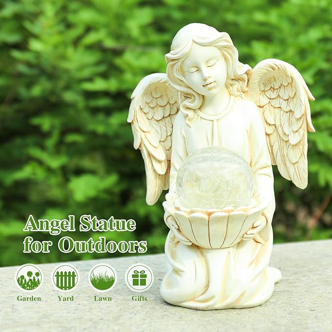 Angel Statue Outdoor Decor, Angel Gardening Gifts with Solar LED Lights-Ruum Studio Home