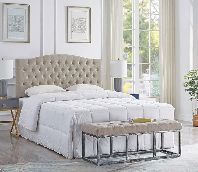 24KF Upholstered Tufted Button Linen Fabric Headboard,Comfortable Fashional Headboard Queen/Full Size,Linen-Ruum Studio Home