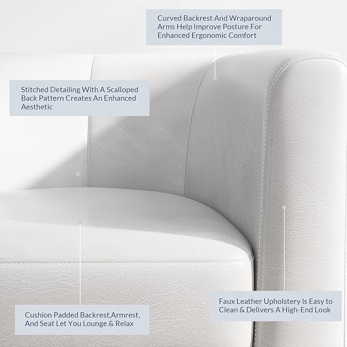 BELLEZE Accent Barrel Chair, Club Tub Sofa Corner Chair with Flared Legs and Cozy Soft Padding for Living Room Bedroom Waiting Room - White-Ruum Studio Home