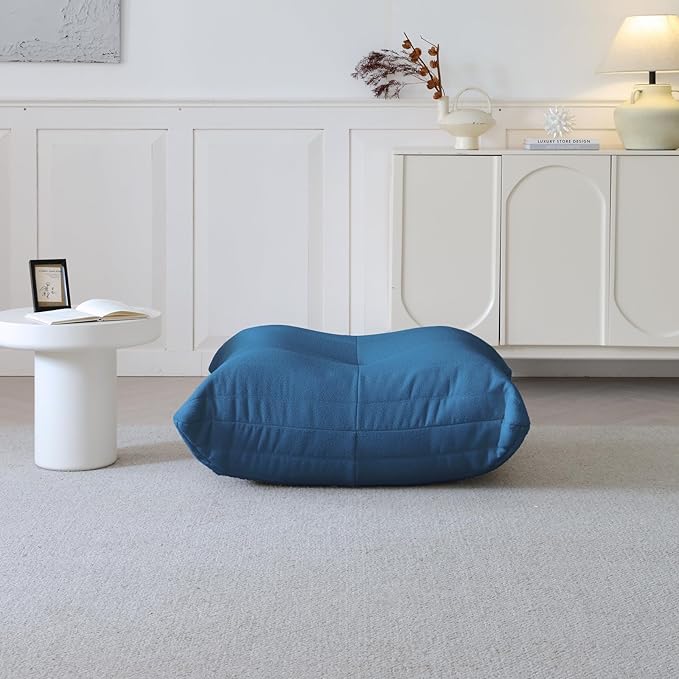 Luxury Ottomans, Modern Square Foot Rest for Sofa Couch Chair, Lazy Floor Seating, Fireside Bean Bag Chair, Tatami Sofa Lounger for Living Room, Bedroom, Office, Black-Ruum Studio Home
