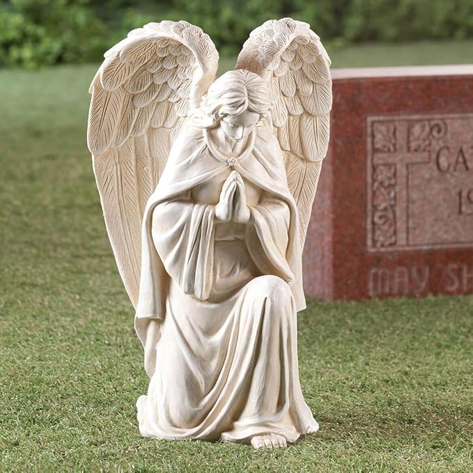 Fox Valley Traders Aoboco White Resin Angel Statue - Religious Garden Statue Remembrance Memorial Guardian Angel – 16 inch-Ruum Studio Home