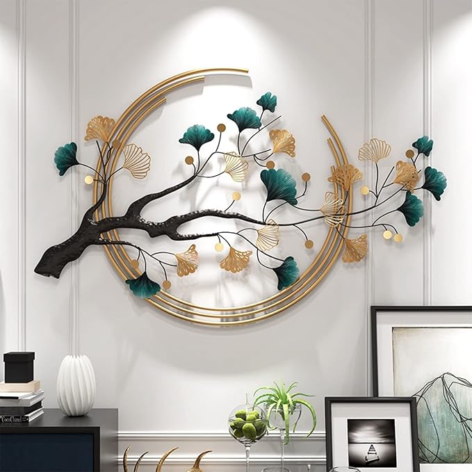 Umbifa Ginkgo Leaf Metal Art Decor 52.7 in * 32.7in 3D Metal Wall Sculpture for Living Room Porch Room Bedroom Modern Art Decor-Ruum Studio Home