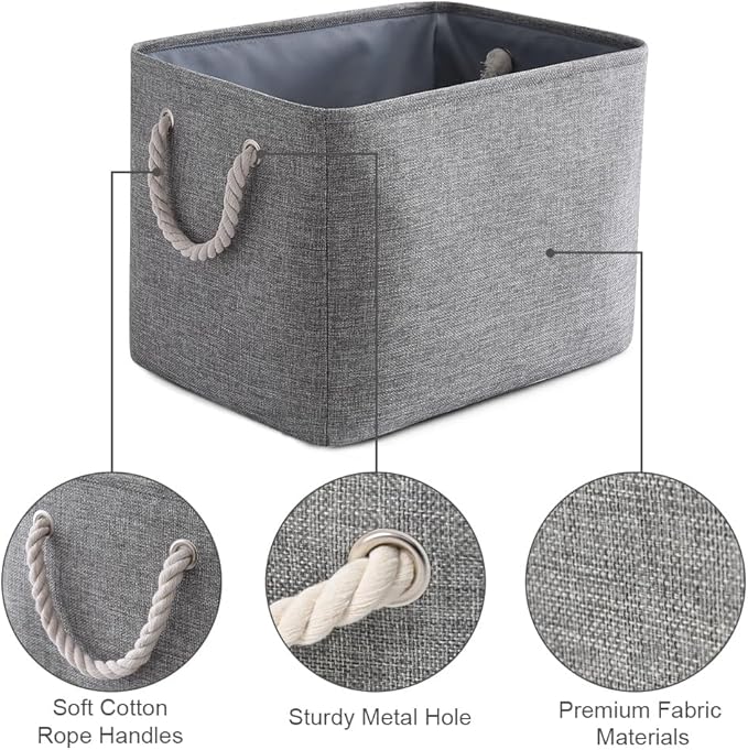 TcaFmac Organization and Storage Basket for Organizing - Large 2 Pack 16x12x12 inch Fabric Storage Cubes, Collapsible Storage Bins for Shelves Closet Gift Cloth Toy Books Baby (Grey)-Ruum Studio Home