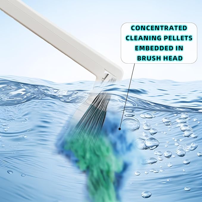 Disposable Toilet Brush with Replaceable Heads, Wall-Mounted Holder, Hygienic Bathroom Cleaning Tool (WhiteToilet Brush + 8 Refills)-Ruum Studio Home