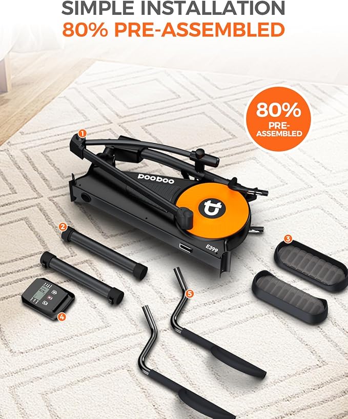 pooboo Elliptical Machine, Elliptical Exercise Machine with 16-Level Resistance&Hyper-Quiet Magnetic Driving System, Elliptical Machine for Home with LCD Monitor&15.5IN Stride, 350LBS Weight Capacity-Ruum Studio Home