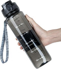 OLDLEY 32 oz Water Bottle, Motivational Water Bottle with Time Marker, Sports Water Bottle With Strap, Leakproof & BPA Free Large Water Bottles for School, Gym, Travel,Tritan, Transparent Black-Ruum Studio Home