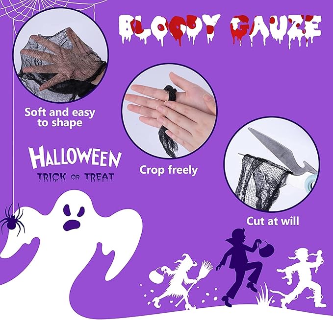 Sfcddtlg 4 Pcs Halloween Black Doorway Curtain- 65 x 39 Inch Creepy Door Curtain Decorations- Scary Spooky Cloth for Halloween Party Haunted House Decoration-Ruum Studio Home