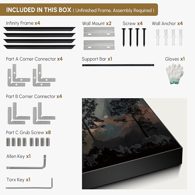 SIGNWIN 36"x72" Extra Large Framed Wall Art Silhouetted Trees at Dusk, Dramatic Forest and Cloudscape for Home Living Room Bedroom Decor (Frame Assembly Required)-Ruum Studio Home