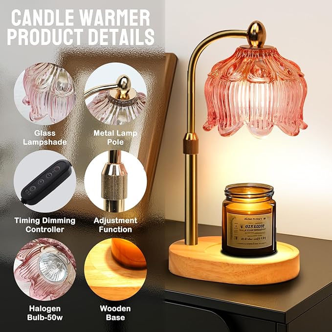 GEEZO Fragrance Candle Warmer Lamp，Electric Candle Warmer with Timer & Dimmer，Mom Christmas Birthday Gifts for Women, House Warming Gifts New Home Bedroom Decor-Ruum Studio Home