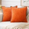 MIULEE Pack of 2 Fall Couch Throw Pillow Covers 20x20 Inch Bright Orange Farmhouse Decorative Pillow Covers with Stitched Edge Soft Chenille Solid Dyed Pillow Covers for Sofa Bed Living Room-Ruum Studio Home