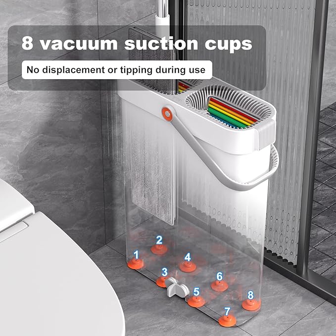 JOYBOS Mop and Bucket with Wringer Set, Hands Free Flat Floor Mop and Bucket, with 2 Washable Microfiber Pads, Wet and Dry Use, Floor Cleaning System-Ruum Studio Home