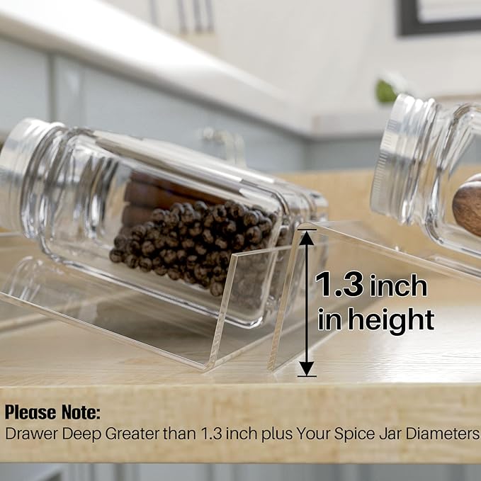 Antimbee Spice Drawer Organizer, 4 Tier- 4 Pack Acrylic Spice Rack Tray for Drawer, Expandable From 13" to 26" Kitchen Spice Rack Tray for Countertop Holds up 28 Spice Jars (Jars not Include)-Ruum Studio Home