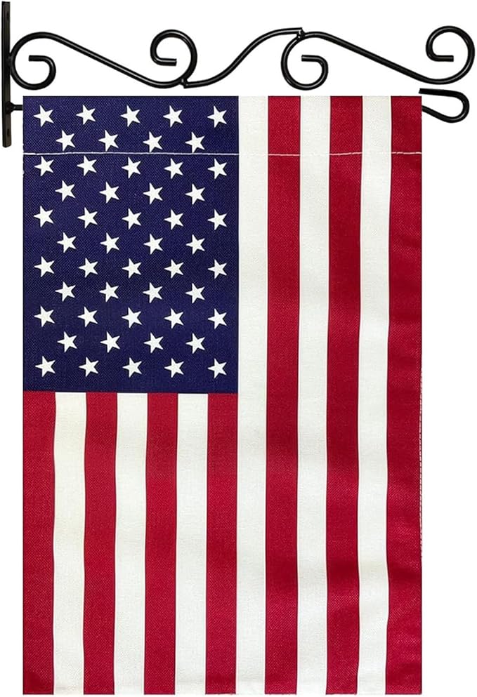 TOPFLAGS American Garden Flag with Wall Garden Flag Hanger Garden Flags Banner Hanger for Wall Outside Yard Small 12x18 Inch-Ruum Studio Home