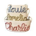 Personalized Baby Name Basket, Custom Woven Baby Shower Gift Basket with Cotton Rope Handle Baby Diaper Nursery Shelf Storage Basket Bin for Kids' Bedroom (Style 1)-Ruum Studio Home