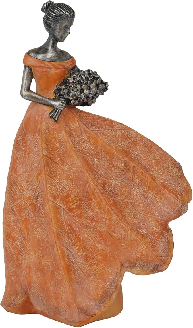 Guichifun Fairy Statue Collection Home Decoration - Orange Leaf Angel Girls Resin Fall Decor for Outside or Inside Rustic Garden Outdoor Yard Decorations Figurines Gift 7.5 x 4.5 x 11.5 Inch-Ruum Studio Home