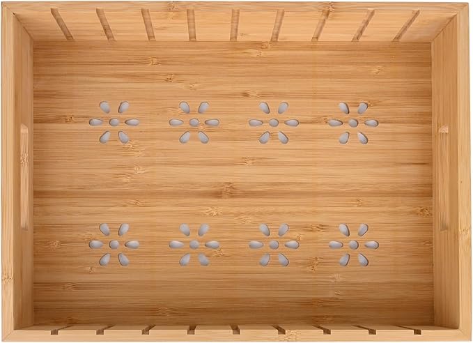 Natural Bamboo Storage Tray with 5 Custom Dividers, Deep Drawer Organizer for Kitchen, Small Cabinets, Home Office & Living Room-Ruum Studio Home