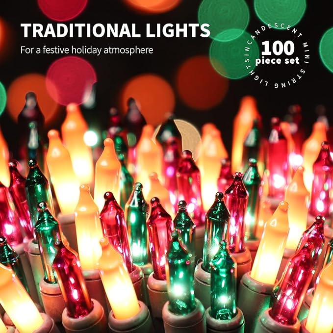 100LIGHTS Orange Purple and Green Extra-Bright with End Connectors Halloween Decorative Lights 5.98m UL Certified Mini String Light Set Waterproof for Halloween Home Garden Tree Party Patio-Ruum Studio Home