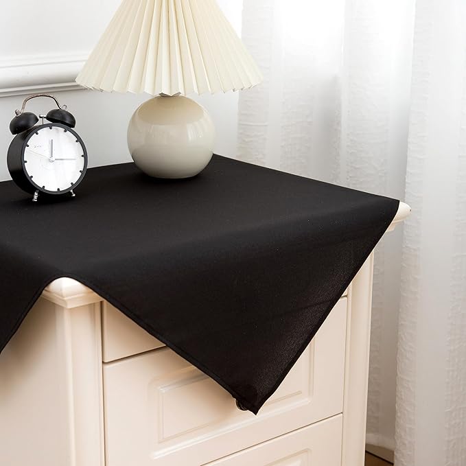 sancua 2 Pack Small Square Tablecloth 24 x 24 Inch Black, Stain and Wrinkle Resistant Washable Polyester Table Cloth Decorative Solid Fabric Table Cover for Nightstand End Bedside Tables-Ruum Studio Home