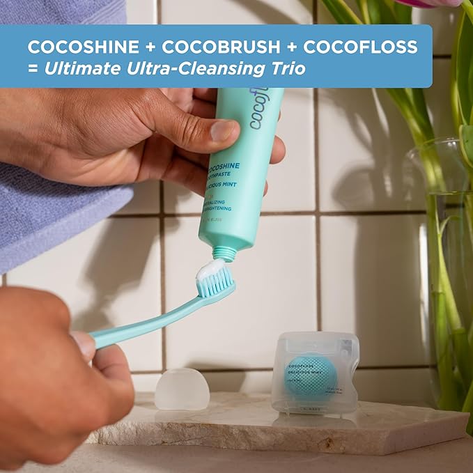 Cocofloss Cocoshine Whitening Toothpaste, Remineralize & Repair Sensitive Teeth, Fluoride-Free with n-HA, Kid-Friendly, Delicious Mint, 3.4 oz-Ruum Studio Home