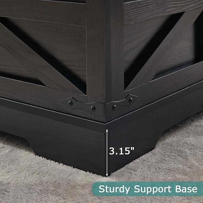 Black Coffee Table with Storage, Cocktail Table with Hinged Lift Top, Farmhouse Square Wood Center Table with Large Hidden Storage Compartment for Living Room, Square Coffee Table, Metal Edges Decor-Ruum Studio Home