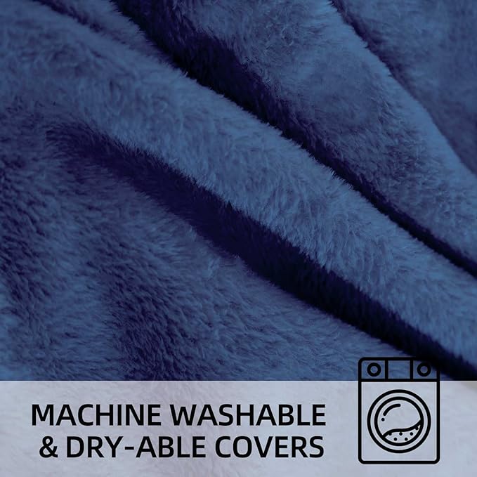 Bean Bag Chair 4Ft, Memory Foam Filled, Large Beanbag Chairs for Adults and Teens, Soft Sofa with Removable Flannel Cover, Round Couch for Living Room Bedroom College Dorm (Blue, 4FT-47×47"×24")-Ruum Studio Home