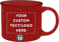 DISCOUNT PROMOS Custom Ceramic Campfire Coffee Mugs 13 oz. Set of 10, Personalized Bulk Pack - Perfect for Tea, Espresso, Cappuccino, Hot Cocoa - Red-Ruum Studio Home