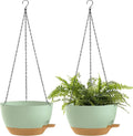 12 Inch Hanging Baskets 2 PC with Chains, Self-Watering Hanging Planters for Indoor Outdoor Plants, Plastic Hanging Flower Pots,Green Brown-Ruum Studio Home