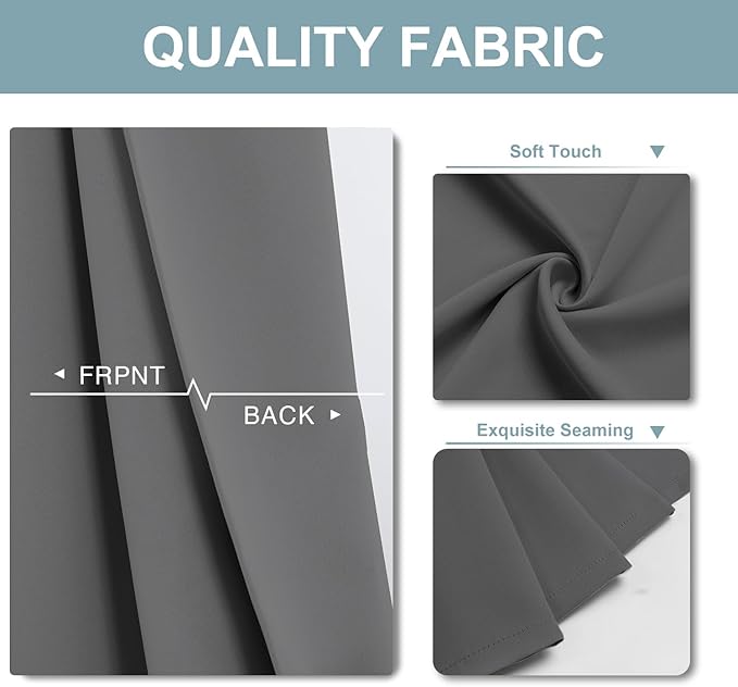 ChrisDowa Blackout Curtains 63 inches Long for Bedroom - 2 Panels Set Grommet Thermal Insulated Room Darkening Curtains for Living Room (Grey, 42 x 63 Inch)-Ruum Studio Home