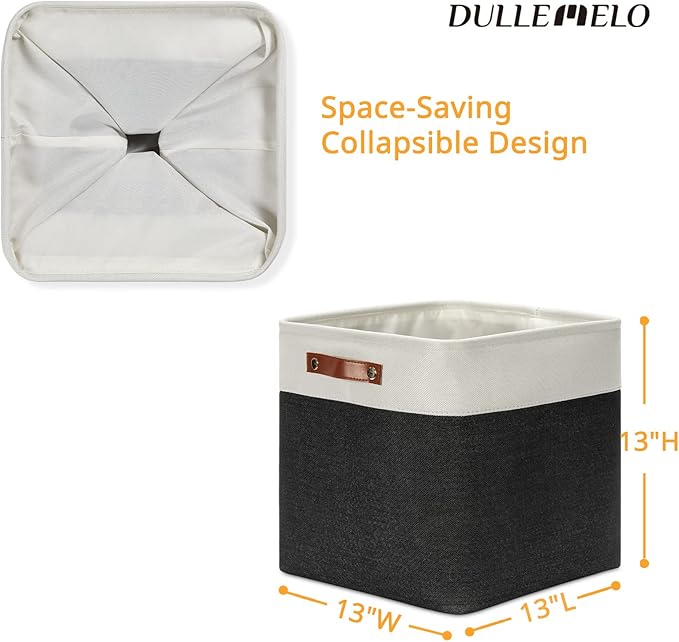 DULLEMELO Storage Baskets, 13 Inch Cube Storage Bins for Shelves Closet Nursery Toy Storage, Foldable Linen Closet Organizers Storage Baskets for Toy Closet Storage?4 Pack - 13" White&Black)-Ruum Studio Home