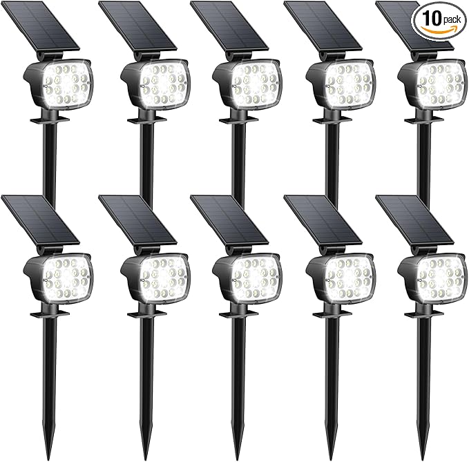 Kaxiida Solar Lights Outdoor Waterproof - 2025 Upgrade 3 Level Ultra Bright Spot Lights Uplights, LED Landscape Spotlight for Tree, Pathway, Wall, Adjustable Solar Panel Auto On/Off-Ruum Studio Home