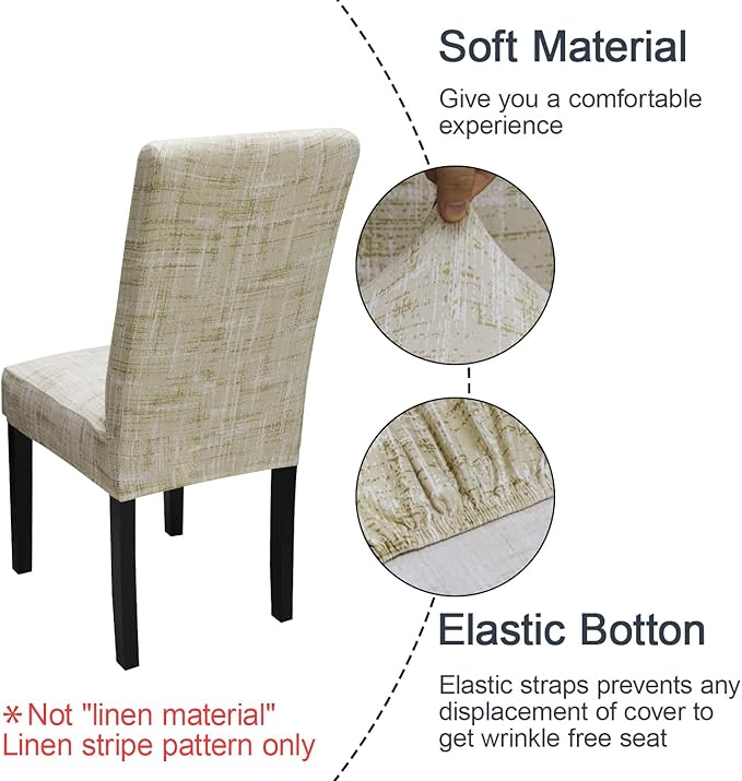 JQinHome Pattern Chair Covers Pack of 12,High Stretch Removable Washable Parsons Chair Slipcover for Home Party Hotel Wedding Ceremony (Stripe Pattern,12PCS)-Ruum Studio Home