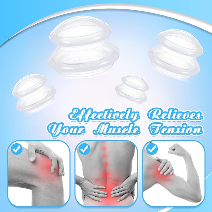 Nuanchu 8 Pcs 4 Sizes Cupping Therapy Set with Satin Bag Silicone Massage Cups Professional Cupping Therapy Vacuum Cup for Cellulite Joint Pain Muscle Pain(Clear)-Ruum Studio Home
