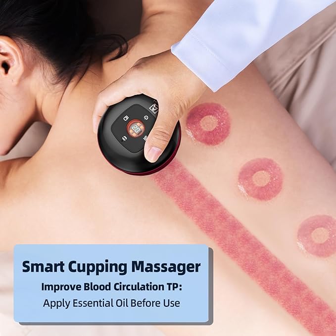 2 Electric Cupping Therapy Set, 5-in-1 Smart Cupping kit with Red Light Therapy, Gua Sha Massage Tool, Relieves Neck Shoulder Back Aches Muscle Soreness, Improves Blood Circulation - Red-Ruum Studio Home