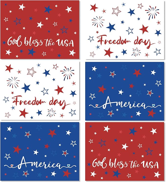 Memorial Day Placemat Set of 6 Patriotic Freedom Stars Place Mats 4th of July Veterans Plastic Table Mats Independence Day Holiday Table Placemats for Indoor Outdoor Party Dining-Ruum Studio Home