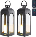 Bdor 2 Pack 20 Inches Metal and Tempered Glass Decorative Lantern with Electronic Wax Effect - Indoor/Outdoor Decorative Lighting, Handcrafted Aesthetic, Perfect for Home, Parties, and Holiday Decor-Ruum Studio Home