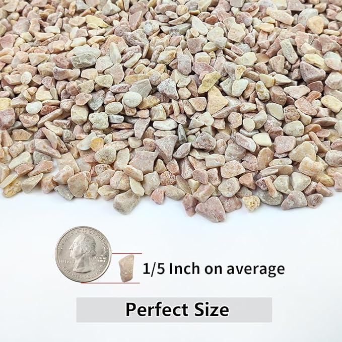 10LB Succulent and Cactus Gravel Pebbles, 1/5 Inch Natural Decorative Polished Stones, River Rocks for Plants, Vases, Aquariums, Terrarium and Outdoor Gardening,Peach-Ruum Studio Home