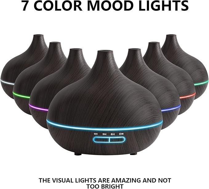 Diffusers for Essential Oils Large Room, 550ml Essential Oil Diffusers with Remote Control, Ultrasonic Oil Diffuser with Timer, 7 Colors Light for Bedroom-Ruum Studio Home