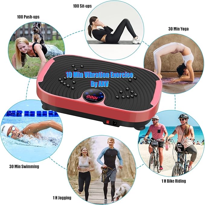 AXV Vibration Plate Exercise Machine Whole Body Workout Vibrate Fitness Platform Lymphatic Drainage Machine for Weight Loss Shaping Toning Wellness Home Gyms Workout-Ruum Studio Home