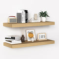 Fun Memories Floating Shelves - 24 Inch Rustic Wooden Wall Shelves - Extra Deeper & Thicker Wall Mounted Storage Shelf for Living Room, Kitchen, Farmhouse - 24" x 9" x 1.6" 2Pack, Oak-Ruum Studio Home