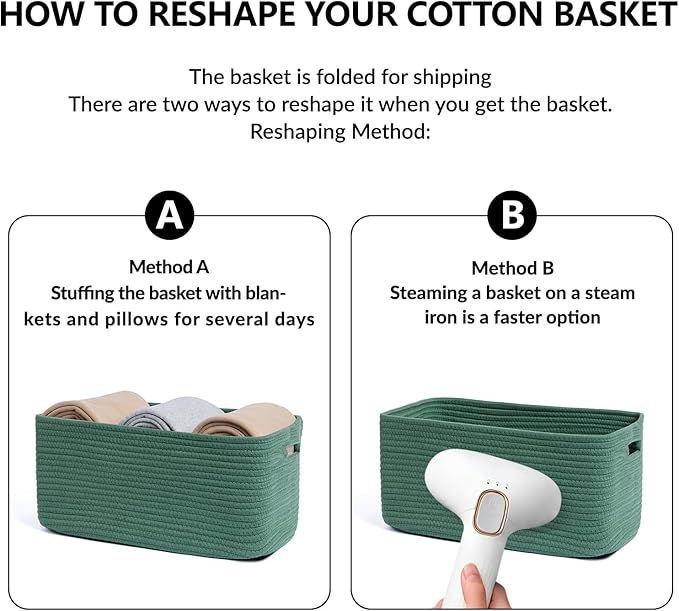 Large Storage Baskets for Shelves, Closet Organizers Bins for Clothes Blanket Towels, Baby Nursery, Toy Baskets Box, Woven Rope Baskets, 17 x 13 x 7.5”, 3 Packs Green-Ruum Studio Home
