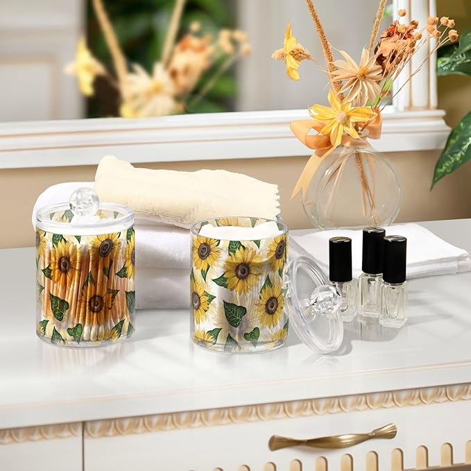 Sunflower 2PC Airtight Transparent Plastic Storage Jar, Food Storage Container Glass, Can Store Candy, Salt, Coffee Beans, With lid, Easy To Use-Ruum Studio Home