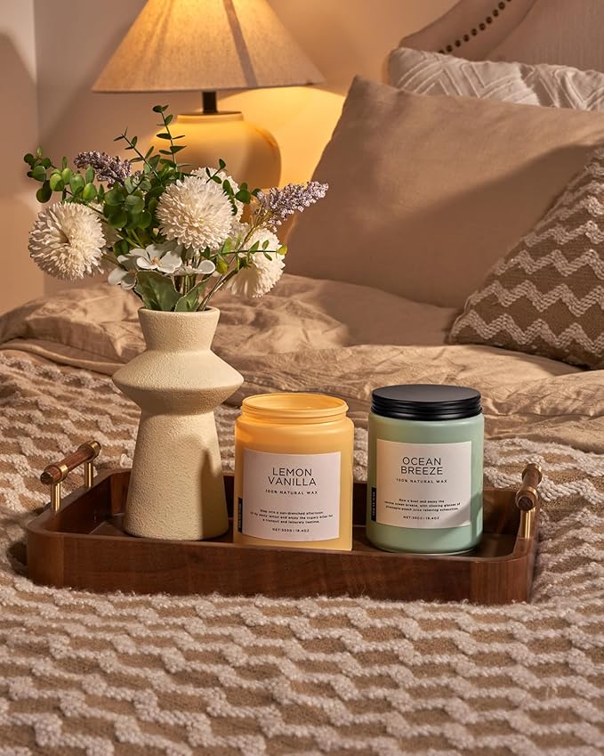 M&SENSE Candles Lemon Vanilla Scented, 19.4oz 110 Hours Long Lasting for Home 2 Wick Natural Soy Wax Non Toxic Candles in Glass Jar, Stress Relief Gifts for Women and Men-Ruum Studio Home