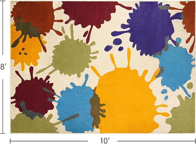 STARUIA Large Area Rug for Living Room, 8'x10' Rainbow Kids Rug for Classroom, Colorful Art Washable Rugs for Bedroom, Non-Slip Ink Splotch Nursery Rugs Soft Modern Living Room Carpet for Dorm School-Ruum Studio Home