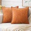 MIULEE Pack of 2 Fall Couch Throw Pillow Covers 20x20 Inch Orange Farmhouse Decorative Pillow Covers with Stitched Edge Soft Chenille Solid Dyed Pillow Covers for Sofa Bed Living Room-Ruum Studio Home