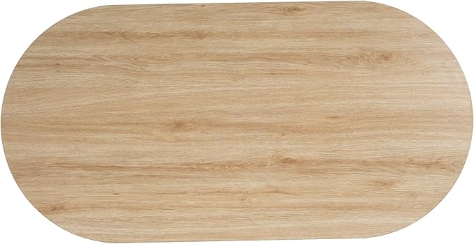 Oval Coffee Table with Storage for Living Room, Retro Charm Wooden Fluted Center Table, 47.24" Modern Classic Accordion Door Coffee Tables Dual Level Storage Side Table for Home,Office-Natural-Ruum Studio Home