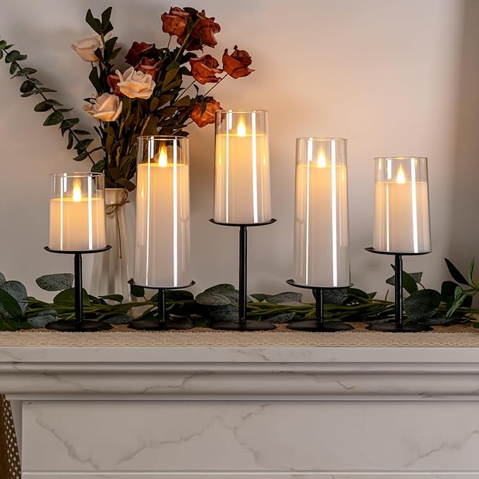 Homemory Holloween Candle Holders for Pillar Candles Set of 5 (Black)-Ruum Studio Home