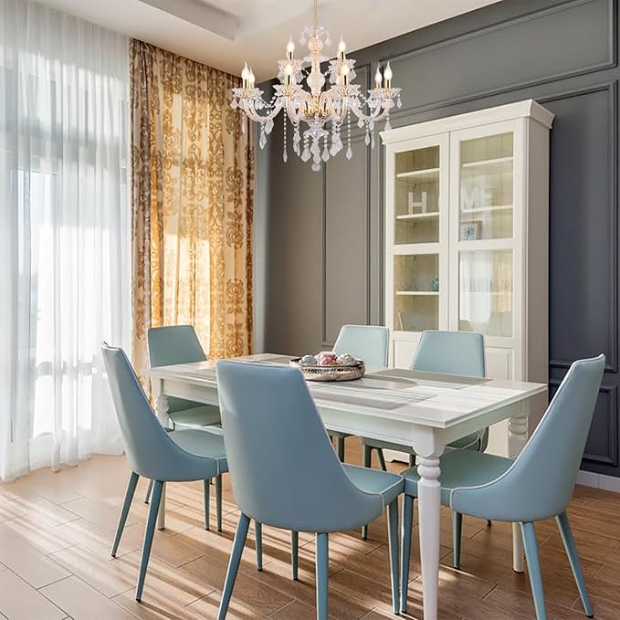 Contemporary Crystal Chandelier 12 Lights Clear Crystal Ceiling Lights for Living Room，E12 Base Double Layered Pendant Light Fixture for Dining Room Staircase, Hallway-Ruum Studio Home